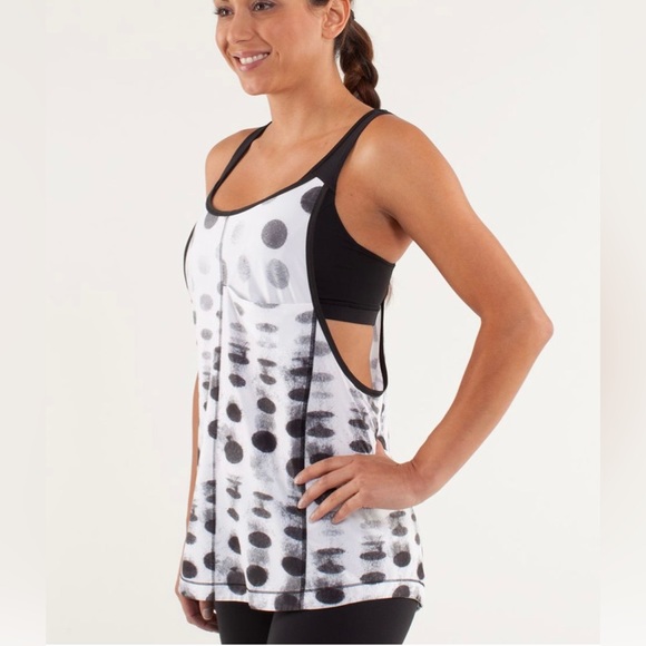 Lululemon For Your Money Tank Seaside Dot White Black Women's Tank Top Size 4 - Picture 1 of 6